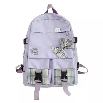 School Bow Backpack With Nylon Material And Zipper Closure For Daily Commute