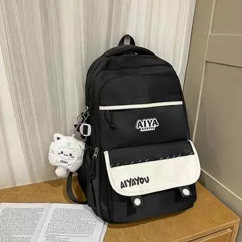 School Letter Girls Backpack Large Capacity Casual Travel Bag For Daily Use