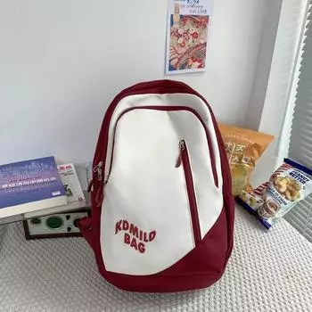 School Letter Unisex Bag With Zipper Closure And Shoulder Straps For High School Red