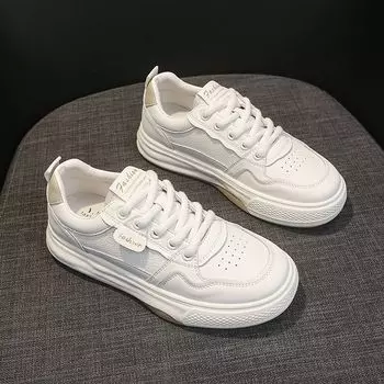 School season special breathable little white shoes women s 2024 autumn new lightweight versatile flat-bottomed casual sports shoes 35 чёрный