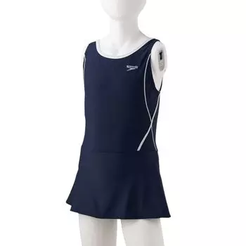 School Swimsuit Rode Skirt Suit Skirt Type One Piece Girls SFG02016 150 [Speed] Navy/White