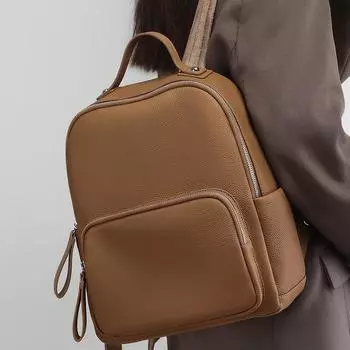 Schoolbag Backpack Female College Students Fashion Large Capacity High School Rawhide Backpack