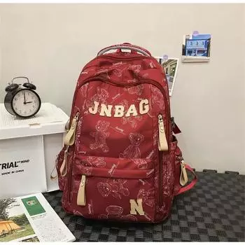 Schoolbag Boys High School Students Female Good-looking Large-Capacity Backpack Ins Niche Style All-Matching Backpack Strong and Durable Red [no Pendant]](Upgrade fabric])