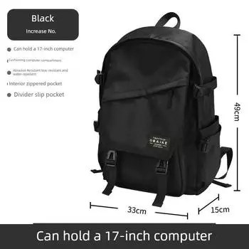 Schoolbag Female College Student Can Hold Computer 16-Inch Japanese and Korean Style Large Capacity Backpack Simple Backpack Class Good-looking Black [large enhanced version + frog ornaments]]