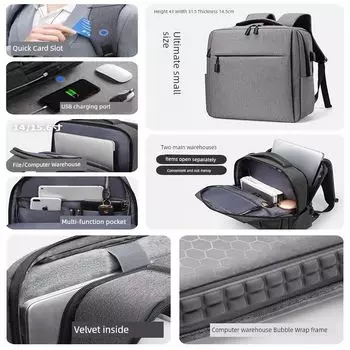 Schoolbag Female College Student Can Put Computer Waterproof Backpack Travel Large-Capacity Backpack Niche Design Lightweight [Starlight Grey] Ultimate small size-New Upgrade