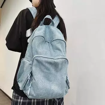 Школьный рюкзак большой емкости для учеников средней школы, рюкзак для пары светло-синий