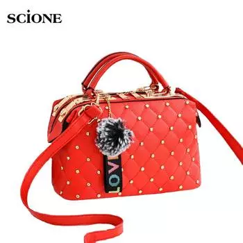 SCIONE 2019 летняя новая диагональная сумка на одно плечо с заклепками, модная повседневная женская маленькая квадратная сумка 25cm*13cm*25cm белый