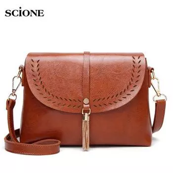 SCIONE 2020, новая женская сумка через плечо, диагональная женская сумка, полая сумка с кисточками, модная маленькая сумка 23cm*9cm*17cm красный