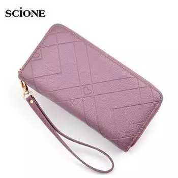 SCIONE 2020, новый женский клатч на двойной молнии, женский двойной клатч, длинная сумка для мобильного телефона 19.5cm*9.5cm*4cm чёрный