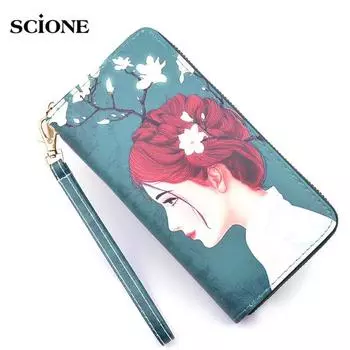 SCIONE 2020 новый женский кошелек женский длинный клатч на молнии с принтом модная сумка для мобильного телефона 10cm*2.5cm*19cm белый