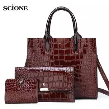 SCIONE 3 шт. женская сумка модная сумка для тещи на одно плечо диагональная сумка повседневная сумка 30cm*11cm*40cm чёрный