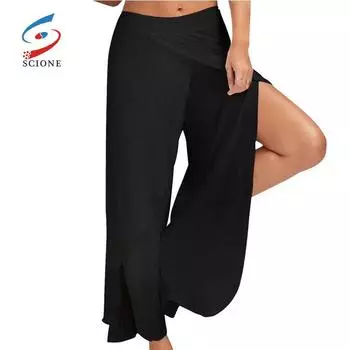 SCIONE БрюкиЖенская мода Спорт Фитнес Йога Брюки Широкие Штаны 10 Цветов S белый
