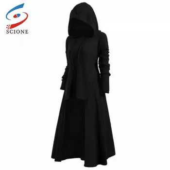 SCIONE Готическая панк-куртка женская черная с капюшоном плюс зимнее пальто женские длинные куртки и пальто одежда 5XL бежевый