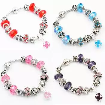 SCIONE Хрустальный браслет из бисера DIY Стеклянный бисер Ювелирные изделия Ретро Леди Браслет Ювелирные изделия 19cm красный