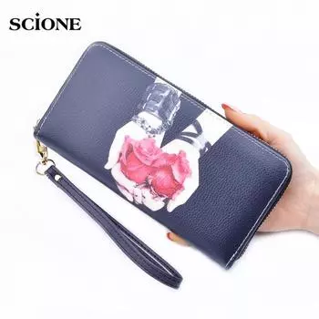 SCIONE кошелек женский модный 2020 многофункциональный чехол для мобильного телефона с клатчем и молнией с принтом 10cm*2.5cm*19cm чёрный