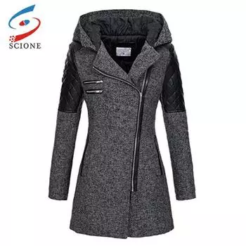 SCIONE куртка женская зимняя куртка с капюшоном осенняя верхняя одежда на молнии теплые ветрозащитные пальто теплые топы XXXL чёрный