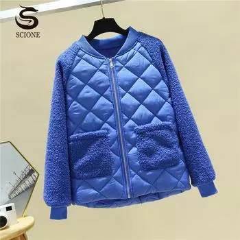 SCIONE Легкая куртка с хлопковой подкладкой, женская куртка с защитой от ягненка с хлопковой подкладкой, модная маленькая стеганая куртка M белый