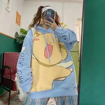 Scione, милая Сакура, толстовка с капюшоном в стиле аниме, уличная женская одежда в стиле Харадзюку, уличная одежда, свободные топы большого размера