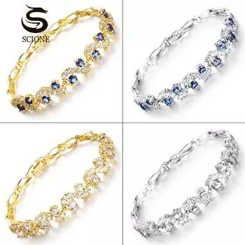 SCIONE Мода Платина Золотой Браслет Золотые Женские Аксессуары 18.5cm серебряный