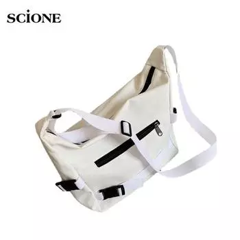 SCIONE модная парусиновая большая сумка однотонная сумка-мессенджер большая вместительная женская сумка на одно плечо 42cm*16cm*25cm белый