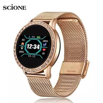 Scione модные умные часы для женщин и мужчин спортивные водонепроницаемые часы монитор сердечного ритма сна для смартфона розовый