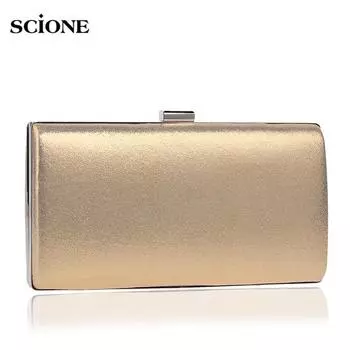 SCIONE Модные вечерние сумки Серебряный дневной клатч Сумка-мессенджер с цепочкой Сумка на плечо Сумка 22cm*11.5cm*5cm чёрный
