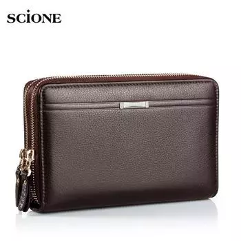 SCIONE Мужская сумка Деловой клатч Водонепроницаемая сумка-кошелек Мужской кошелек Длинная сумка на молнии 21cm*12cm*4cm чёрный