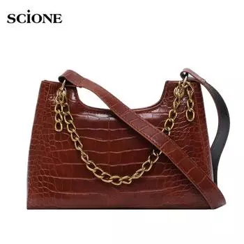 SCIONE Net красная маленькая черная сумка женская осень-зима 2019 новая модная ретро сумка на одно плечо подмышкой 27cm*6cm*17cm чёрный