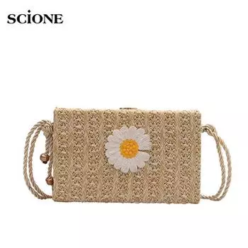 SCIONE Net красная маленькая сумка 2020 женская сумка-мессенджер соломенная тканая сумка маленькая квадратная сумка через плечо 19cm*5cm*12cm белый