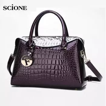 SCIONE Новая лакированная кожаная сумка, модная кожаная сумка через плечо с узором