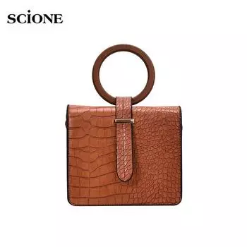 SCIONE, новая стильная сумка, женская сумка с каменным узором, маленькая квадратная сумка, модная сумка через плечо с цепочкой, женская сумка 18cm*8cm*18cm чёрный