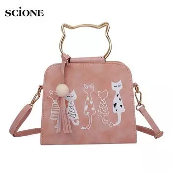 SCIONE новая сумка-мессенджер для студенток, студенческий стиль, модная модная сумка, индивидуальная портативная милая маленькая свежая сумка 19cm*9cm*21cm чёрный