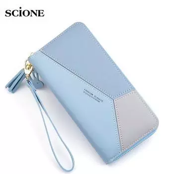 SCIONE, новая женская сумка-клатч, женская сумка для телефона контрастного цвета с застежкой-молнией и кисточкой 19.5cm*9.5cm*2.5cm чёрный