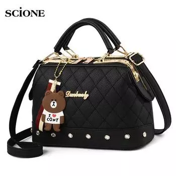 SCIONE Модная женская сумка с длинным ремнем на плечо Размер 25*13* 22см Искусственная кожа 25cm*13cm*22cm чёрный