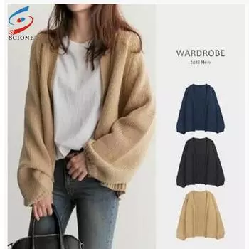 SCIONE осень 2019 г. новый шикарный ветреный свободный короткий вязаный кардиган-свитер пальто студенческий женский One Size чёрный