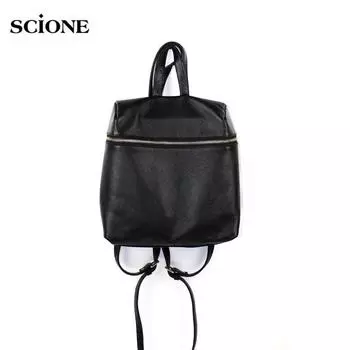 SCIONE первый слой коровьей кожи ретро рюкзак оригинальный студенческий рюкзак простая женская сумка чёрный