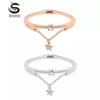 SCIONE Розовое золото Пятиконечный звездный браслет Женский браслет Искусство Студенческий браслет розового золота