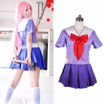 Scione S-2XL Hot Future Diary Gasai Yuno Mirai Nikki школьная форма косплей костюм S&Gasai Yuno фиолетовый