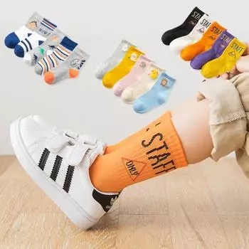 SCIONE с буквенным принтом, осенне-зимние детские стерео хлопковые носки с героями мультфильмов, трендовые носки, теплые носки S (1 x 3 years old)