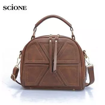 SCIONE Сумка через плечо с кисточками для женщин Кожаная сумка в стиле пэчворк 21cm*11cm*18cm чёрный