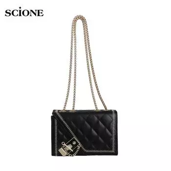 SCIONE сумка женская сумка с ромбической цепочкой модная маленькая квадратная сумка темпераментная маленькая ароматная сумка на плечо 12cm*8cm*18cm белый