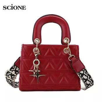 SCIONE Сумки Женские сумки 2020 Dai Fei Bag Pu Женские сумки Сумки на плечо Женские сумки-мессенджеры 20cm*8.5cm*8.5cm красный