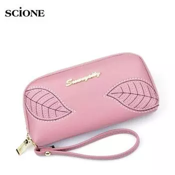 SCIONE Сумочка Женская Вышитая молния Клатч Модный кошелек для монет 19.5cm*4cm*9.5cm чёрный