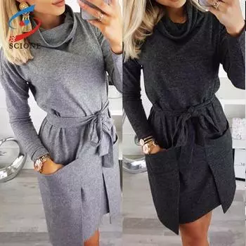 SCIONE свитер осень-зима женский теплый трикотаж элегантные топы с длинными рукавами женская однотонная блузка S темно-серого