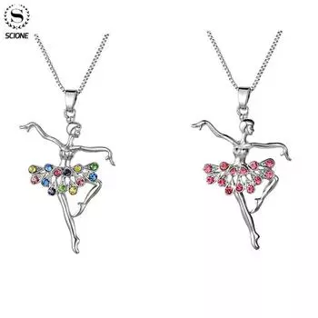 Scione Танцор Балет Танец Кулон Ожерелье Очарование Девушка Рождество Валентина Подарок разноцветный