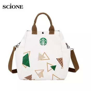 SCIONE Толстая холщовая сумка с принтом Moraine Mori Art Сумка через плечо Сумка для покупок Модная сумка через плечо белый