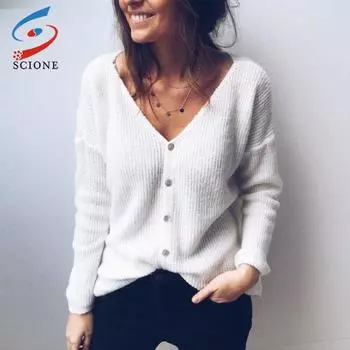 SCIONE топы модный женский свитер однотонная трикотажная одежда на пуговицах повседневная трикотажная одежда с длинными рукавами кардиган S розовый