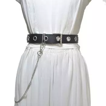 Scione женский женский ремень в стиле панк, японские перфорированные железные цепочки, декоративные ремни 105cm красный