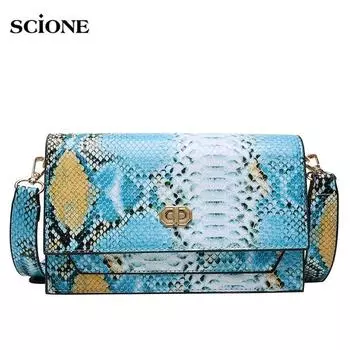 SCIONE женская сумка 2020 новая мода из искусственной кожи со змеиным узором женская сумка через плечо женская сумка-мессенджер 22cm*7cm*14cm синий
