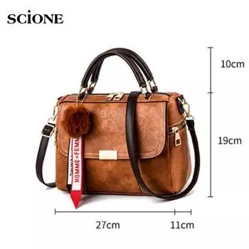 SCIONE Женская сумка-мессенджер из искусственной кожи с сумочкой из шерсти